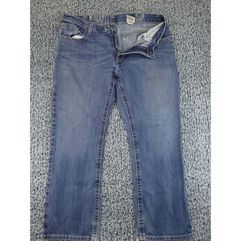 Ariat Bootcut Jeans Mens 36x30 Blue Good Heavy Stitching Western Denim